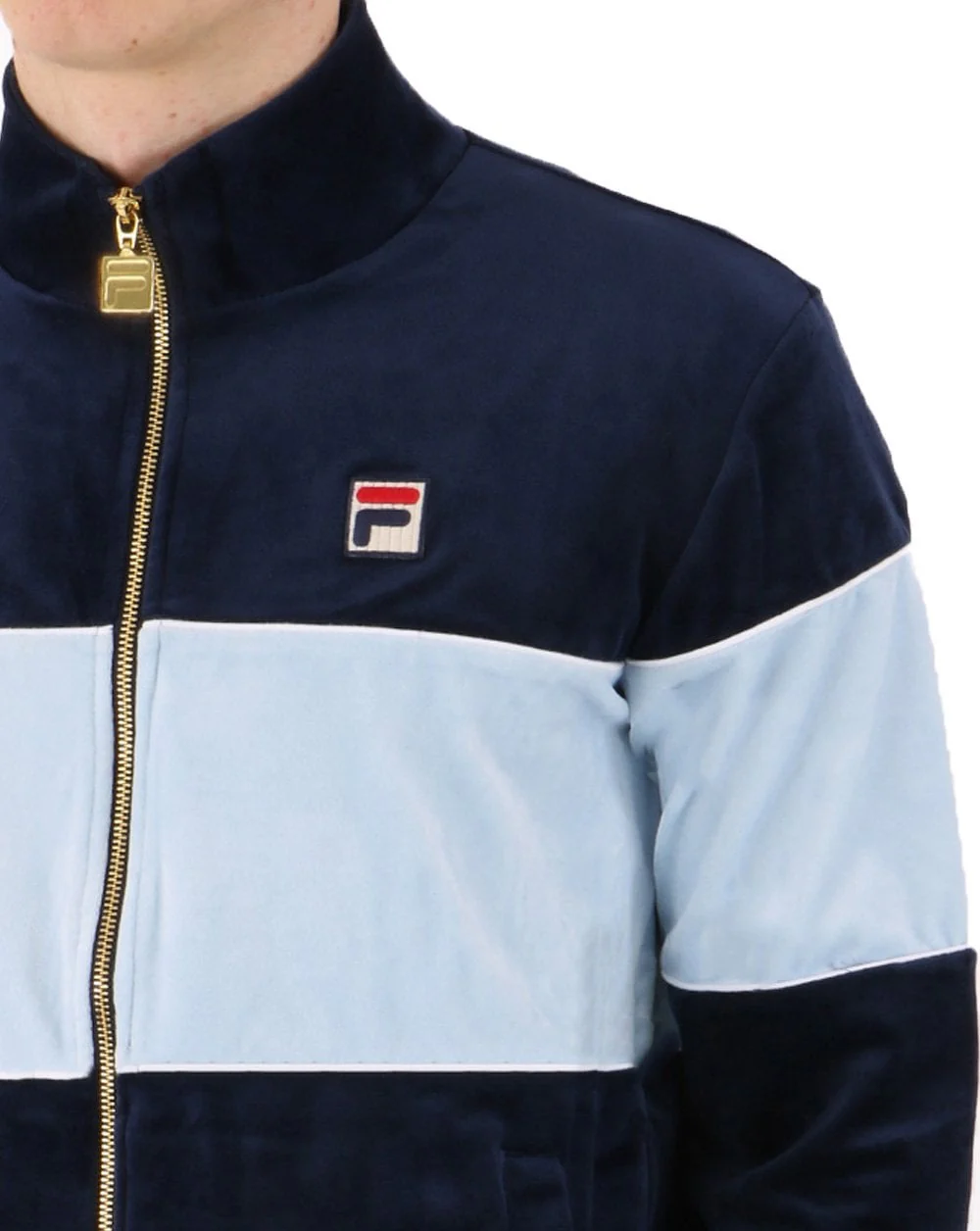 Fila Vintage Velour Track Top Navy/Sky Blue - Image 2