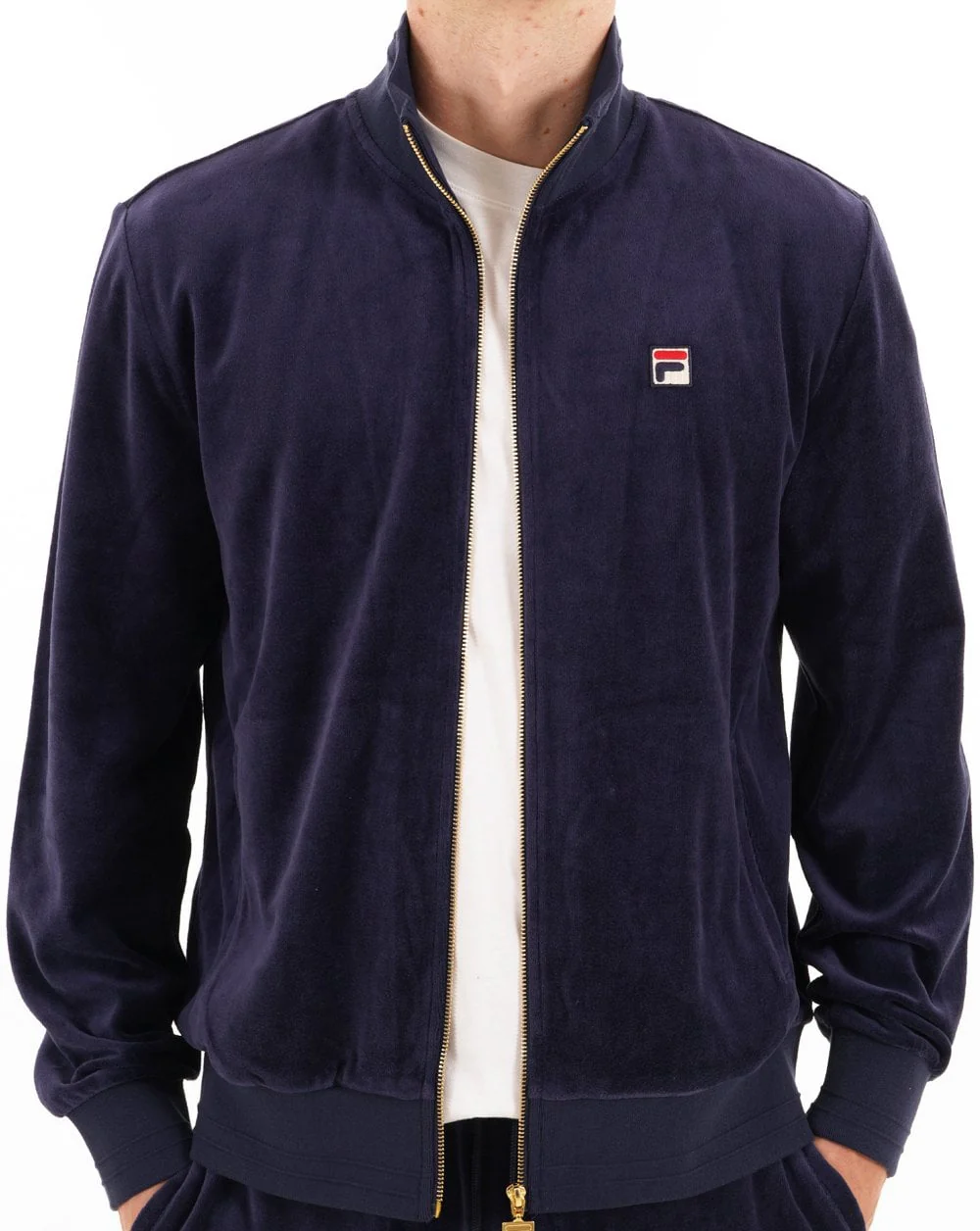 Fila Vintage Velour Track Top Navy - Image 3