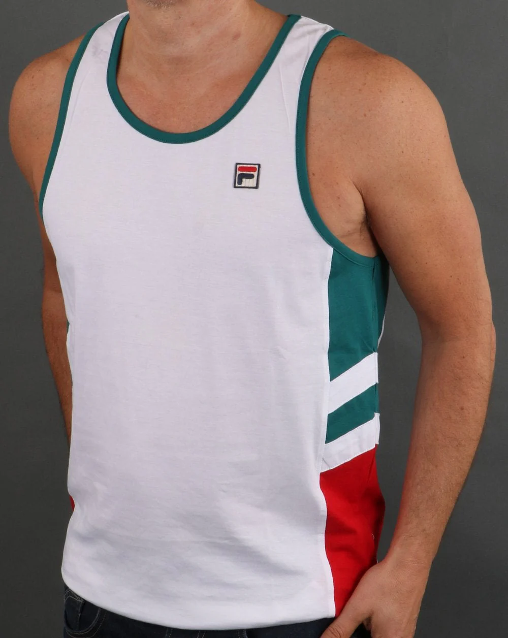 Fila Vintage Vest White-Green-Red - Image 3