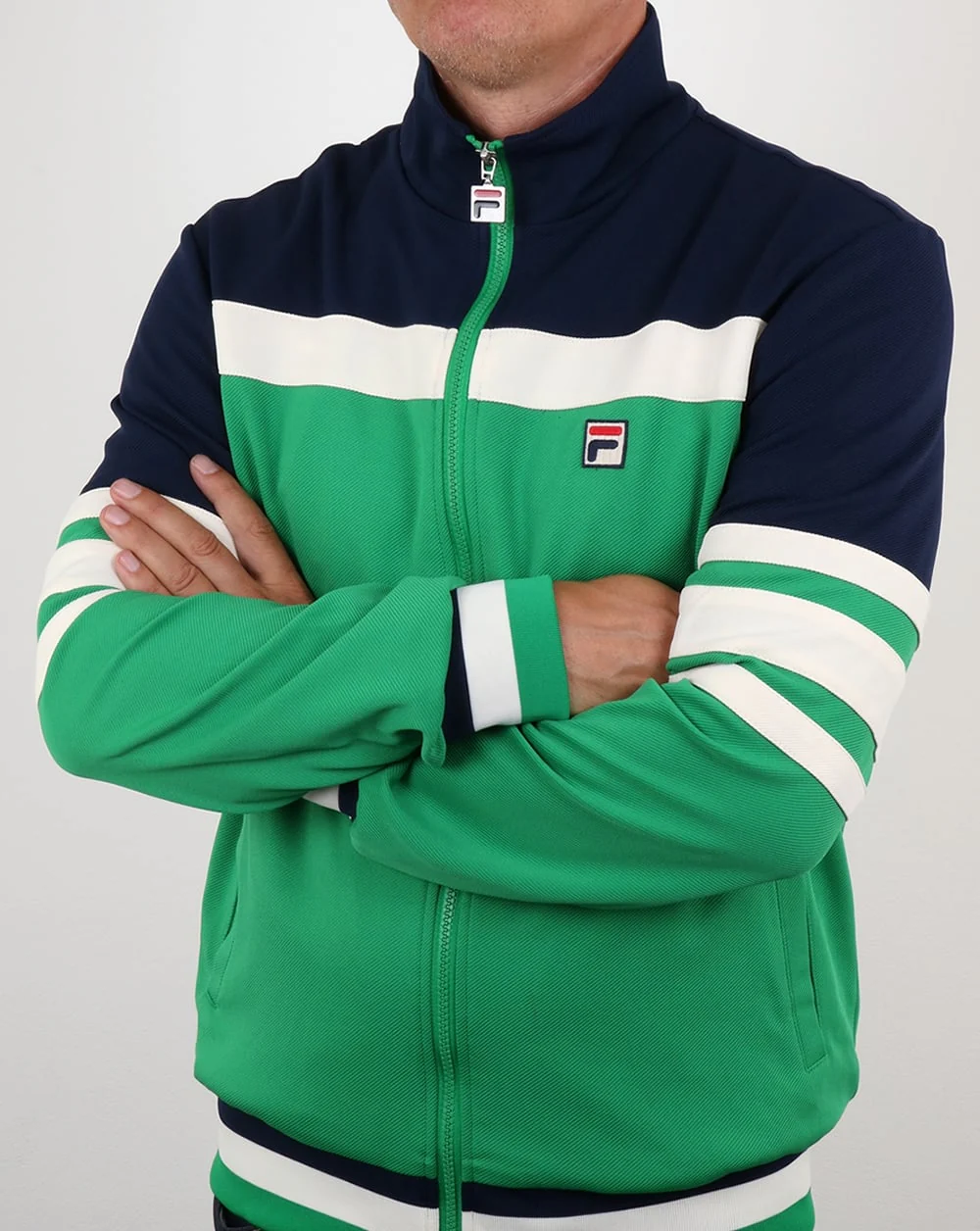 Fila Vintage Vilas Courto Track Top Kelly Green/Navy - Image 3