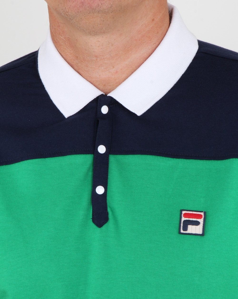 Fila Vintage Vilas Polo Shirt Green Navy - Image 2