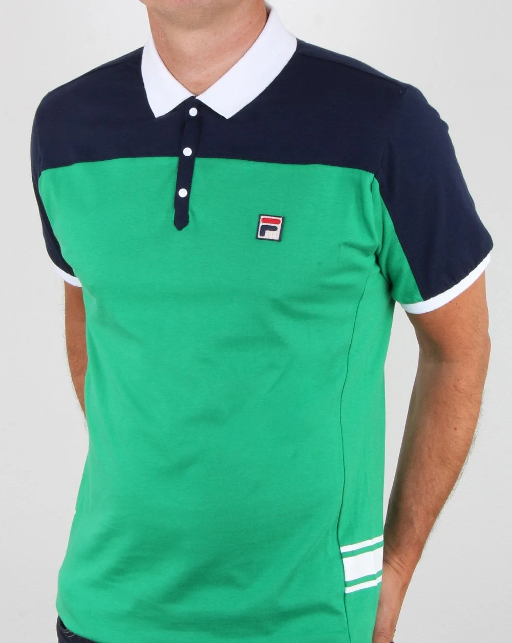 Fila Vintage Vilas Polo Shirt Green Navy - Image 4