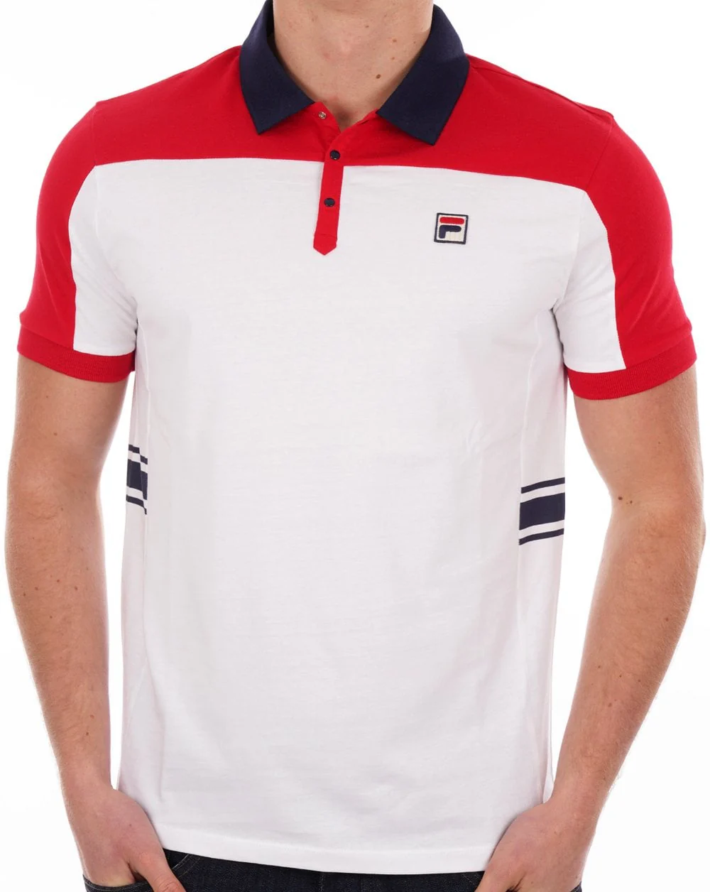 Fila Vintage Vilas Polo Shirt White/Red/Navy - Image 3
