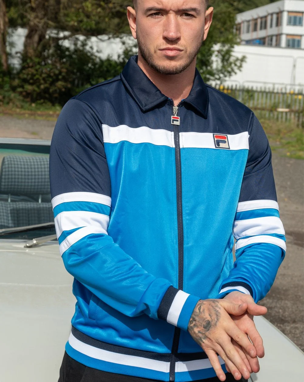 Fila Vintage Vilas Track Top Blue Navy White - Image 2