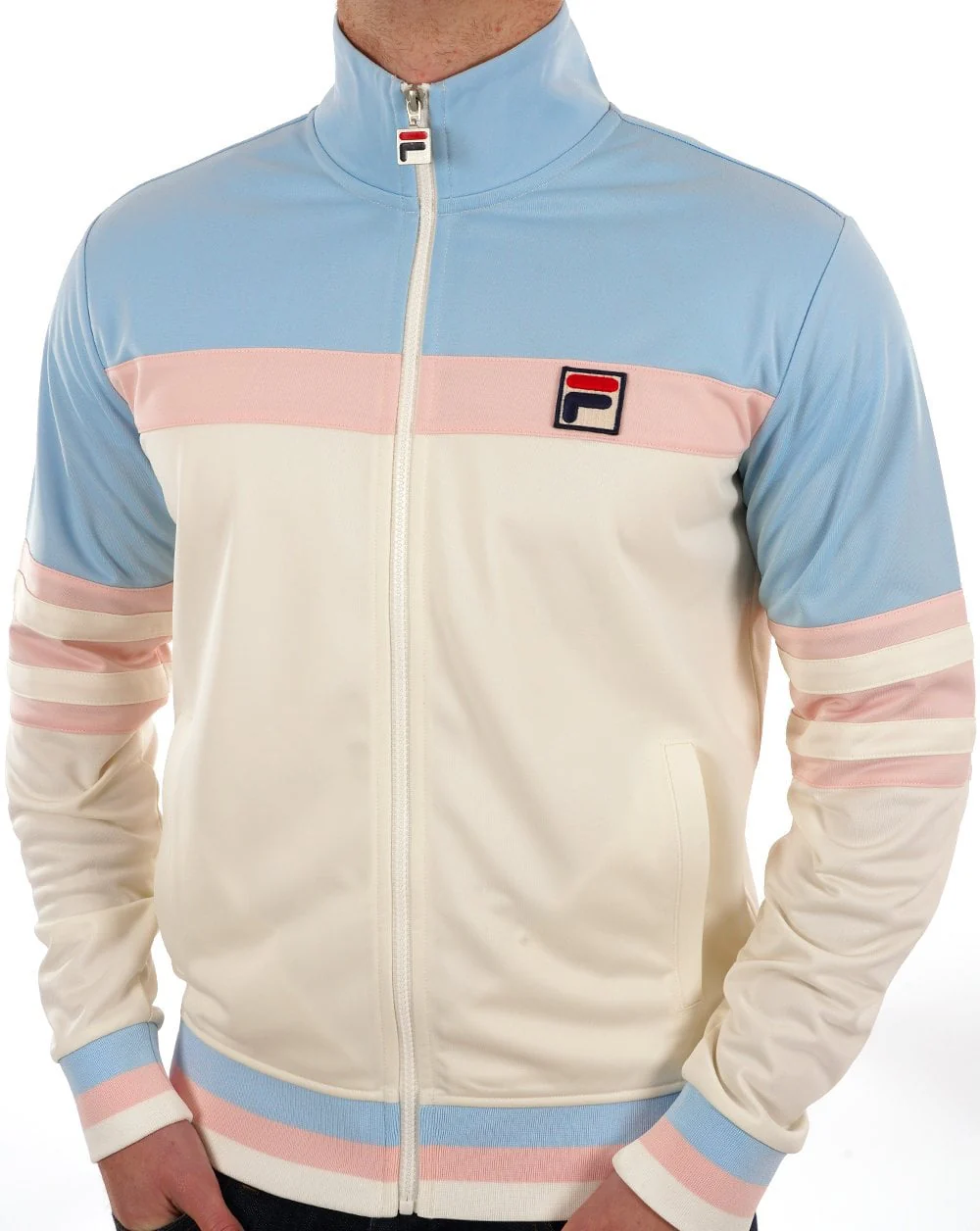Fila Vintage Vilas Track Top Pastel Sky Off White Pink - Image 4