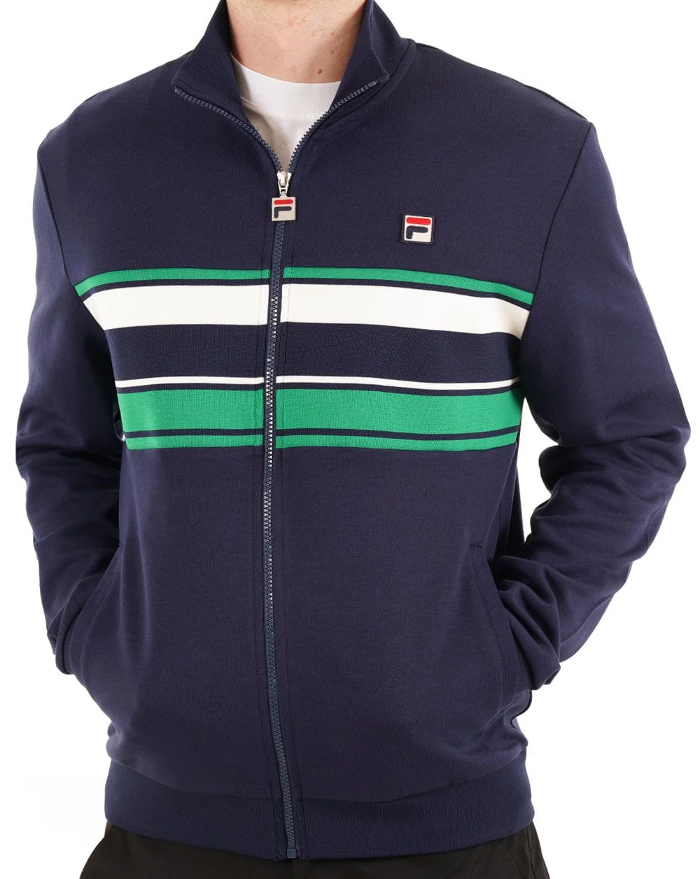 Fila Vintage Vinnie Track Top Navy/Green/Gardenia - Image 3