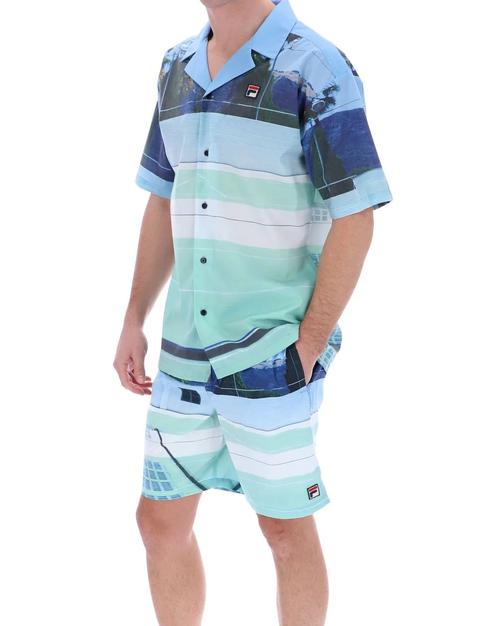 Fila Vintage Vito Short Sleeve Shirt Dusty Aqua - Image 3