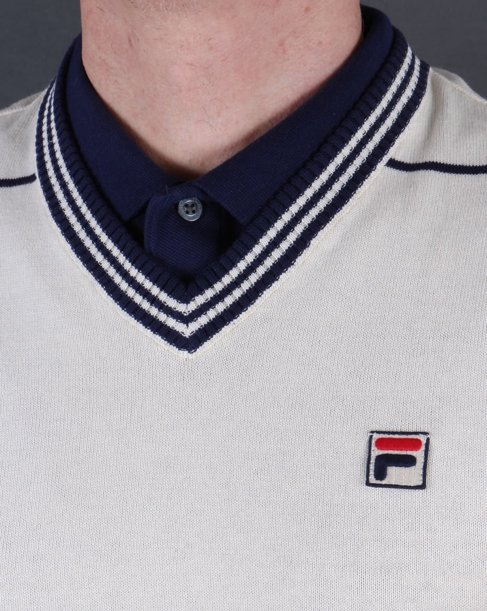Fila Vintage Voyago Tank Top Gardenia/navy - Image 2