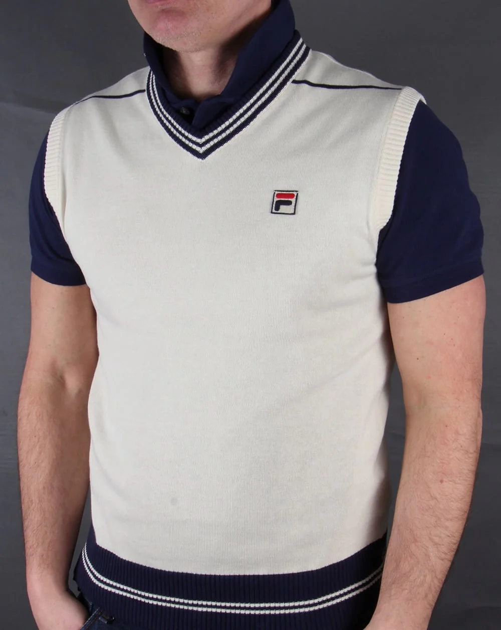 Fila Vintage Voyago Tank Top Gardenia/navy - Image 4
