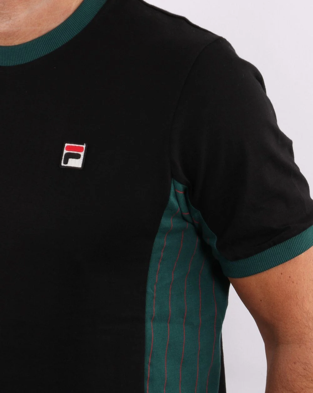 Fila Vintage Warner T Shirt Black/Green - Image 2