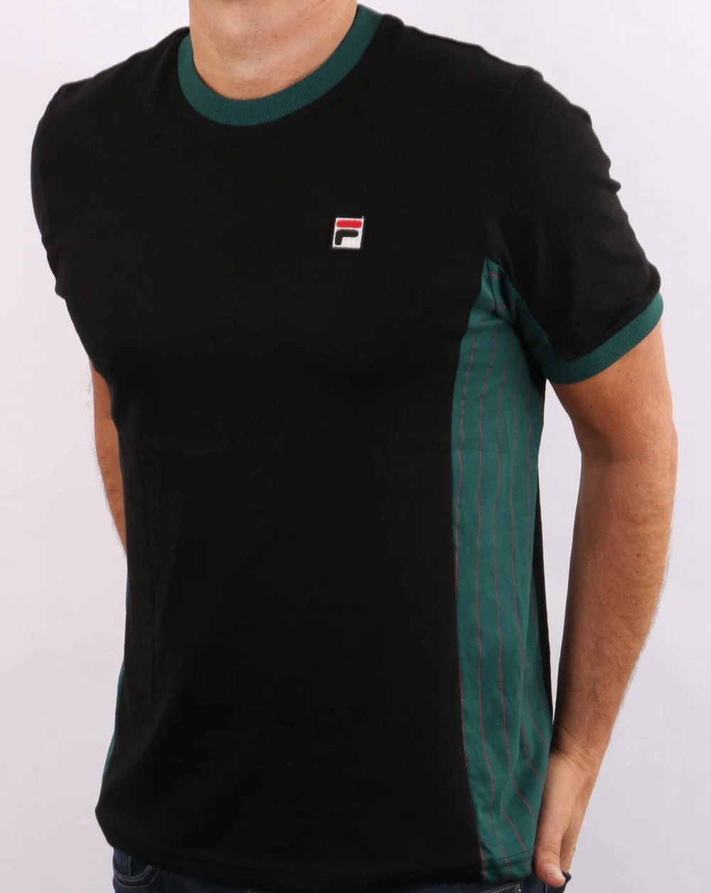 Fila Vintage Warner T Shirt Black/Green - Image 3