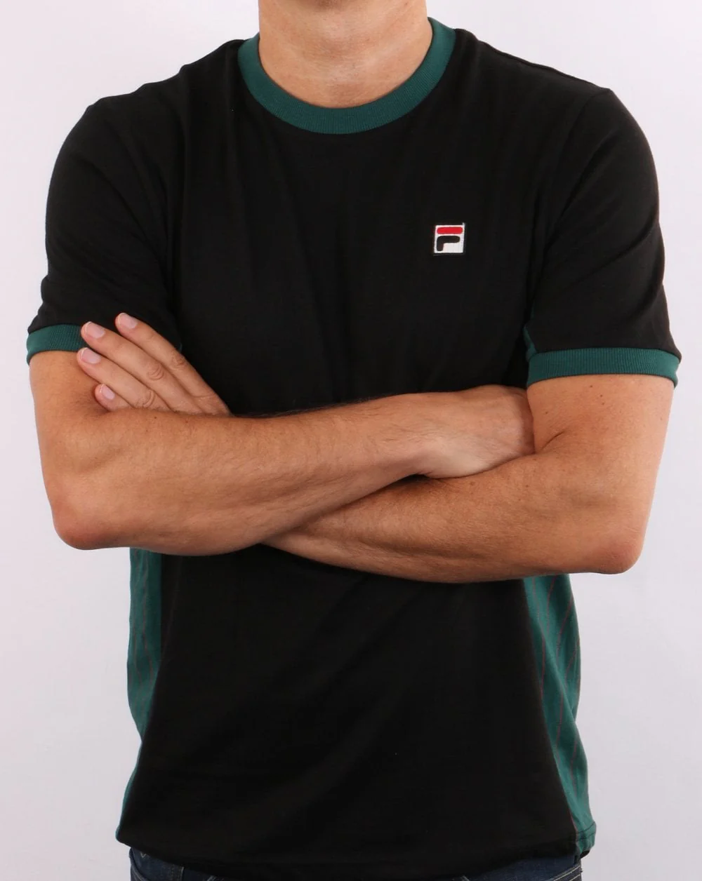 Fila Vintage Warner T Shirt Black/Green - Image 4