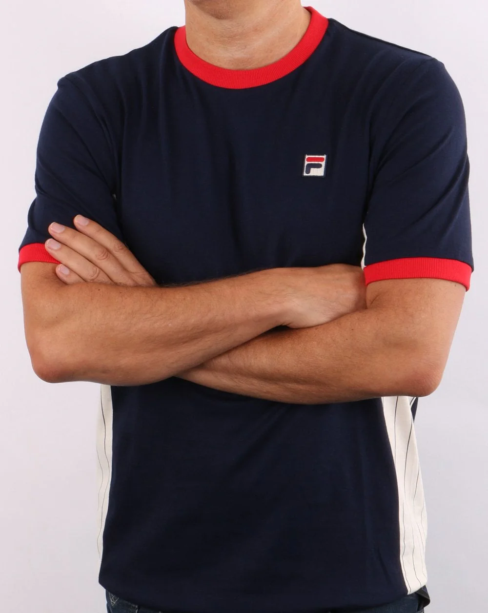 Fila Vintage Warner T Shirt Navy/White - Image 4