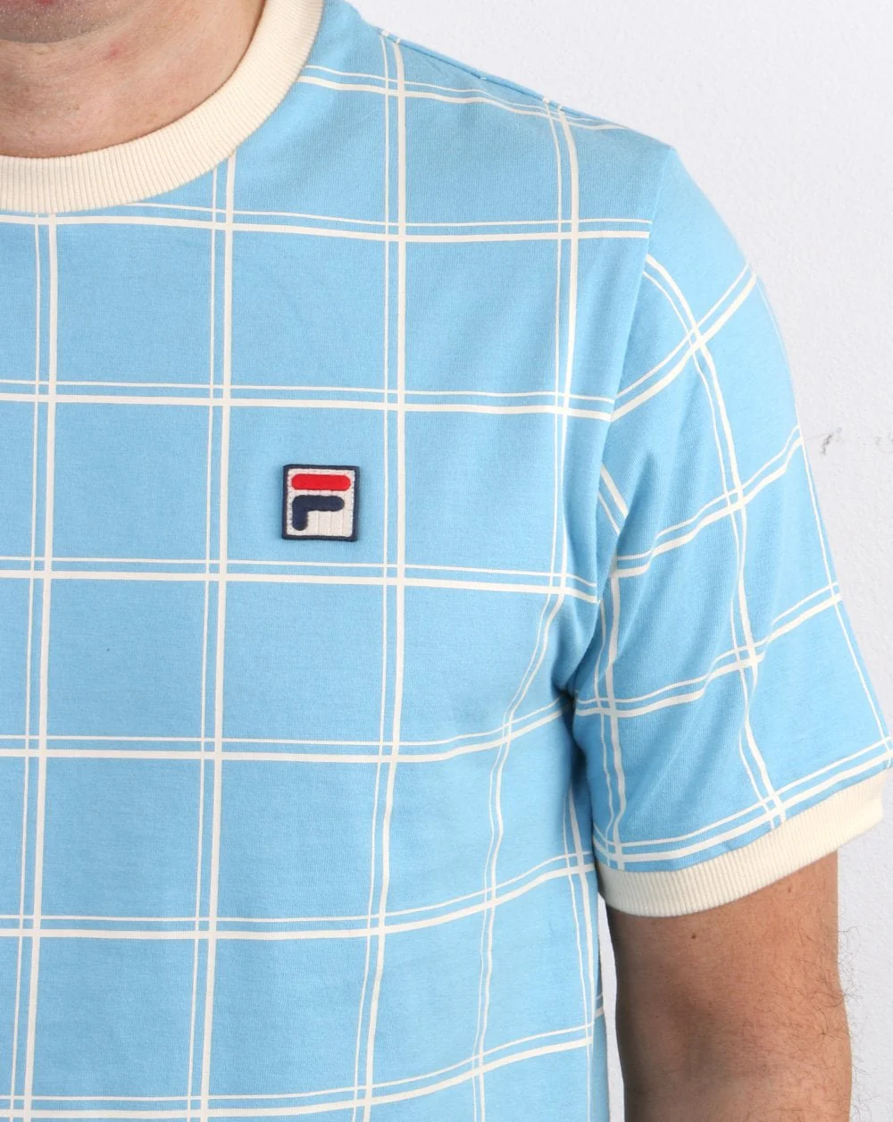 Fila Vintage Window Check T Shirt Sky Blue - Image 2