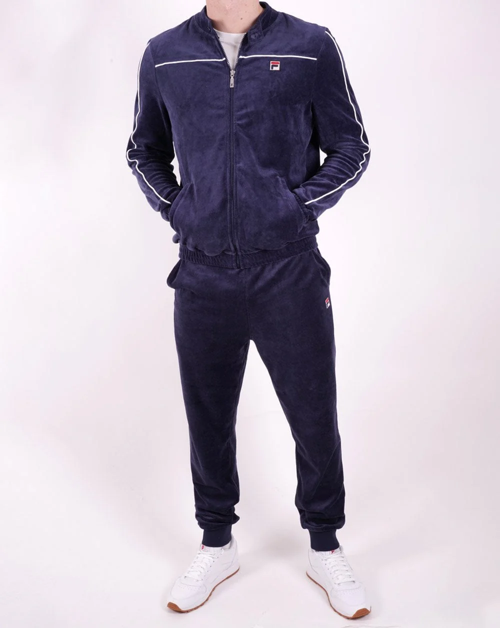 Fila Vintage Yarel Velour Track Pants Navy - Image 3