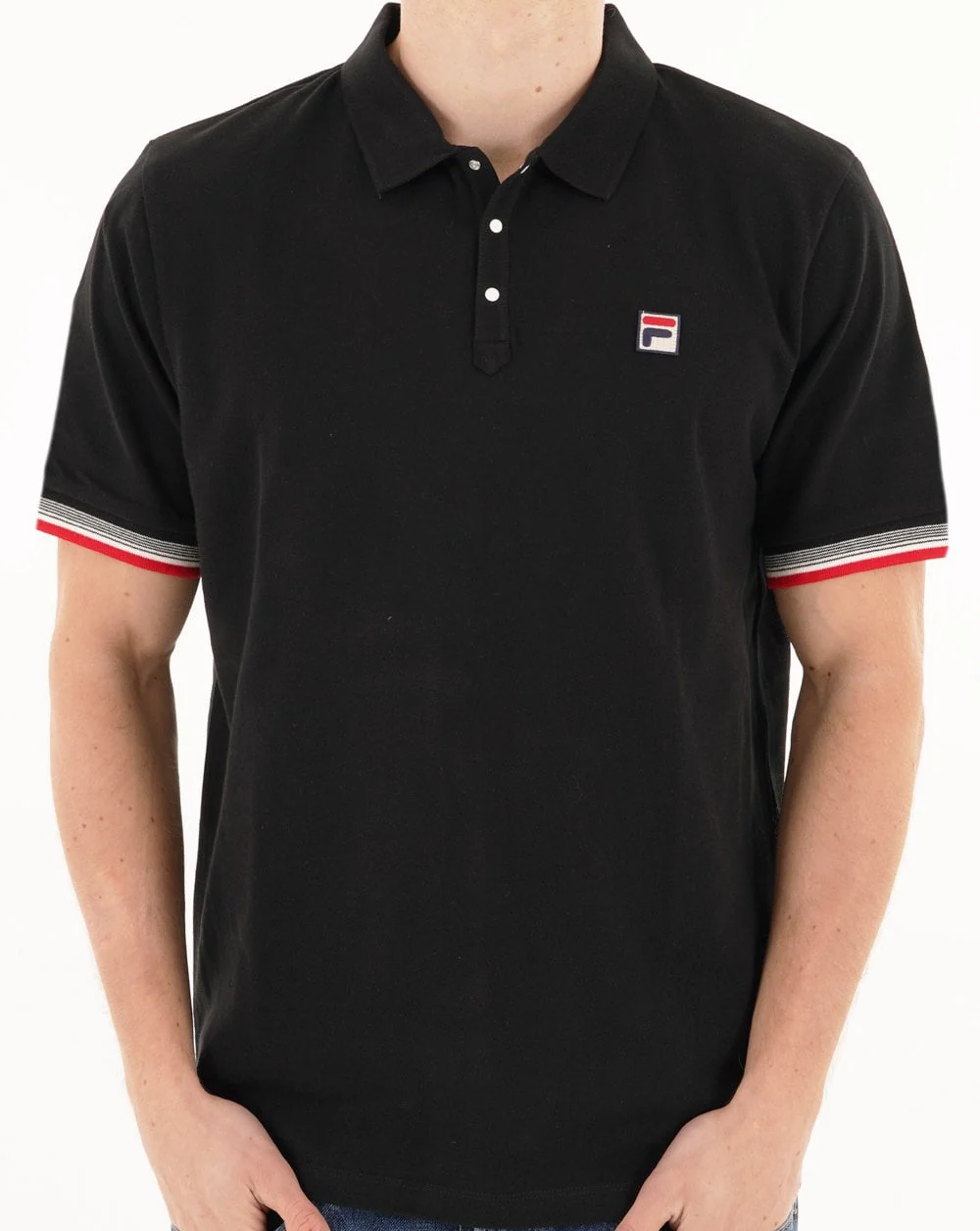Fila Vintage Zev Polo Shirt Black - Image 3
