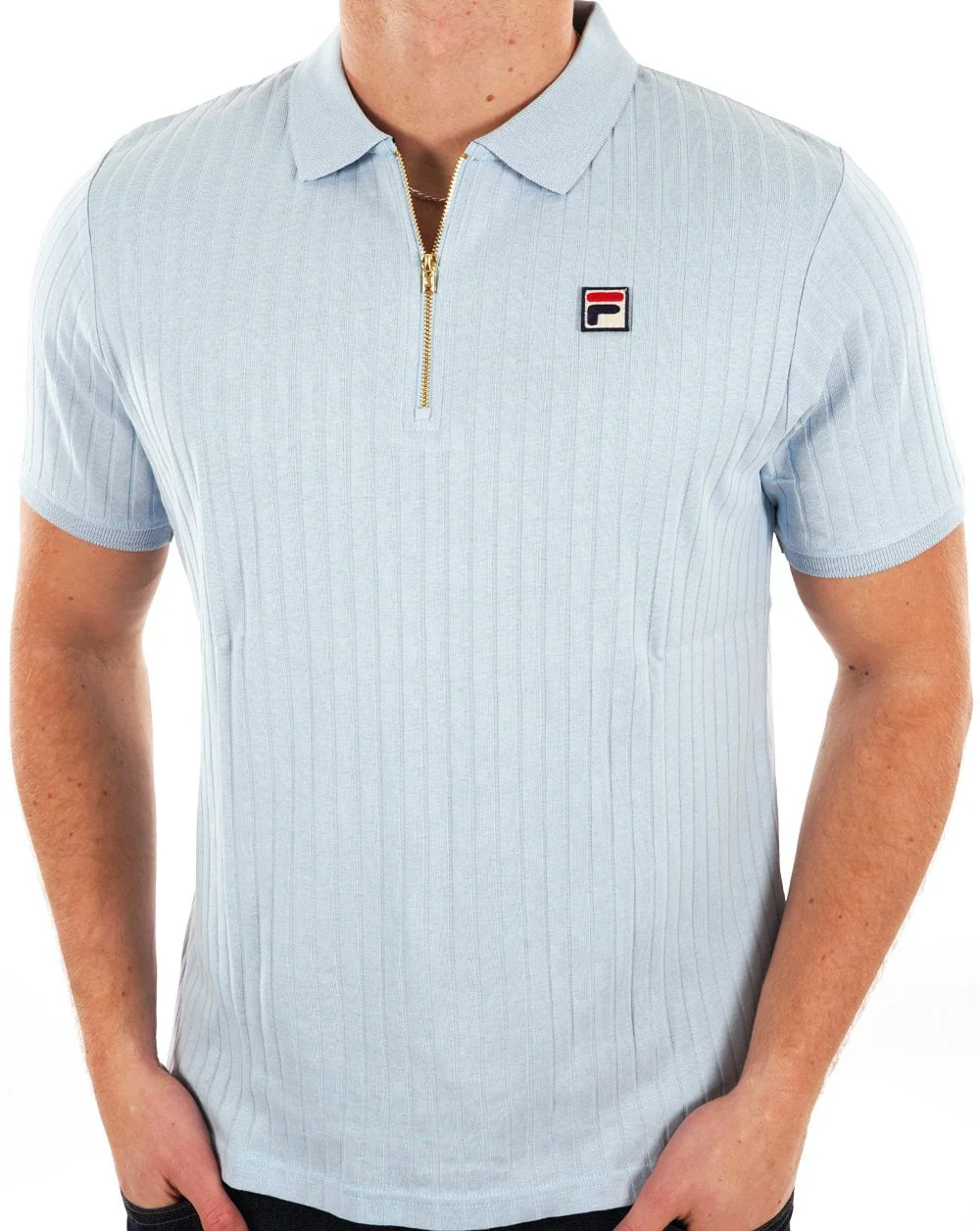 Fila Vintage Zip Polo Sky Blue - Image 3