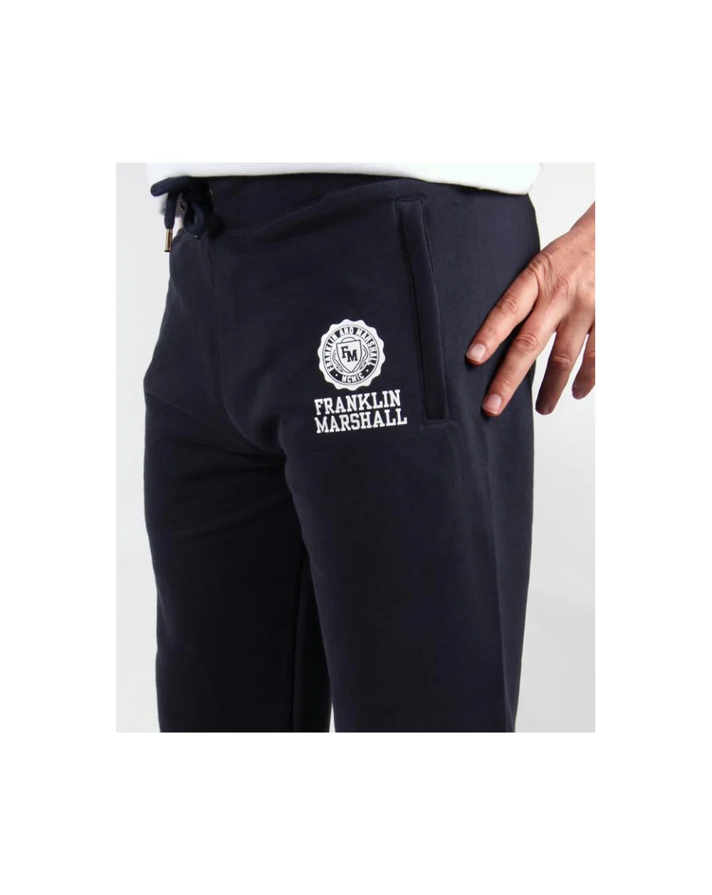 Franklin And Marshall Fleece Tracksuit Bottoms Navy Blue - Image 3