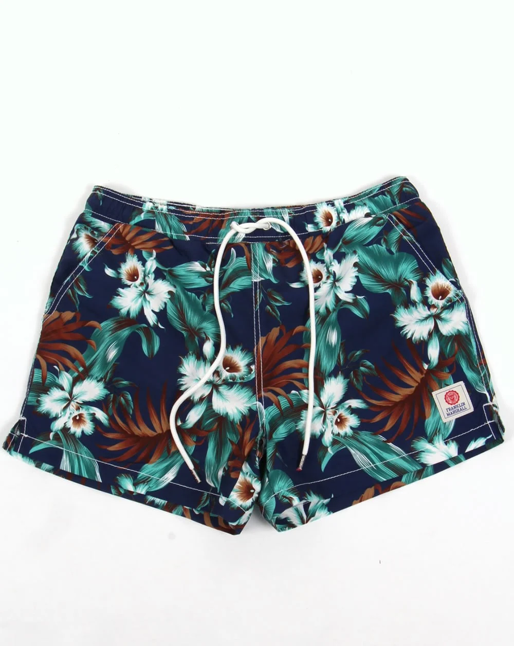 Franklin And Marshall Floral Beach Shorts Vintage Blue