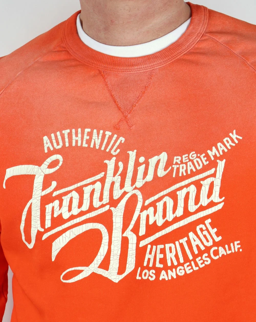 Franklin And Marshall Heritage Logo Sweatshirt Orange - Image 2