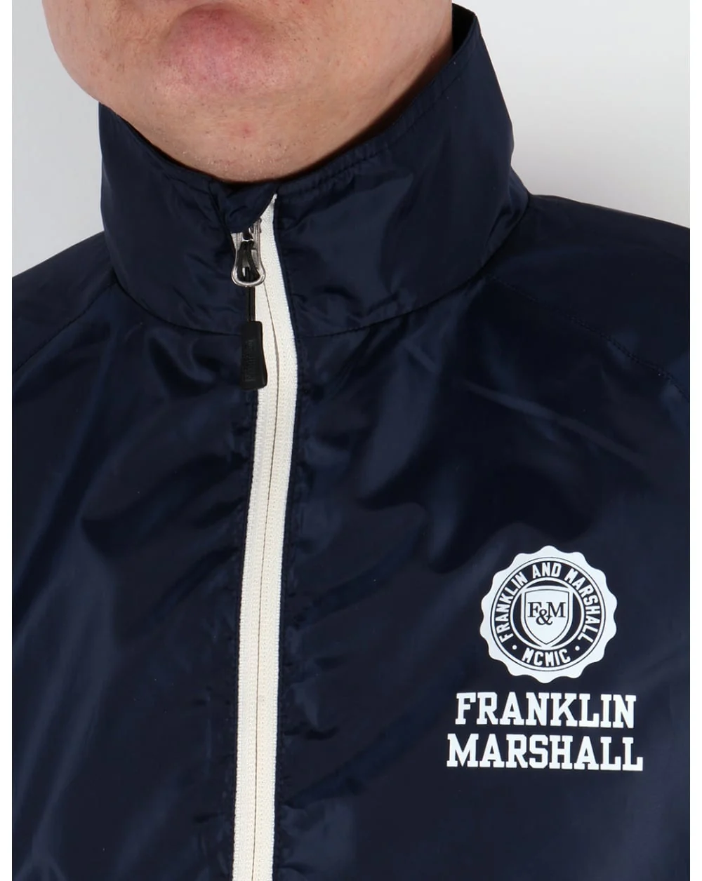 Franklin And Marshall Uni Zip Funnel Neck Jacket Navy - Image 2