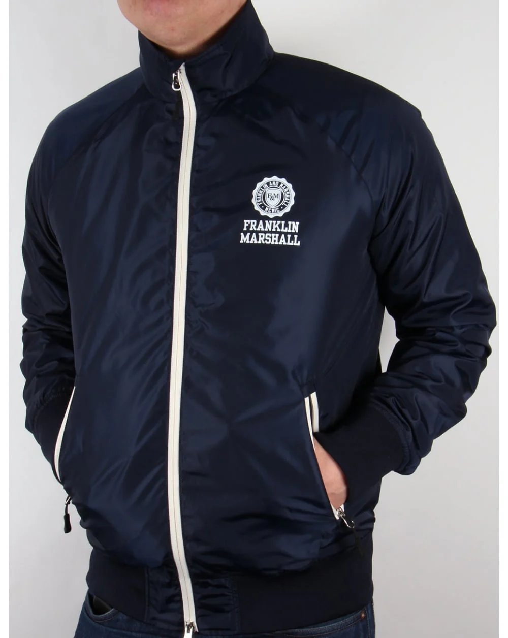 Franklin And Marshall Uni Zip Funnel Neck Jacket Navy - Image 4