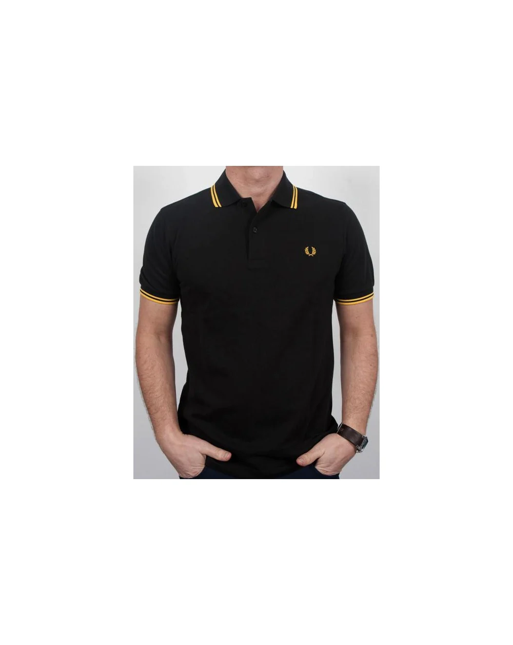 Fred Perry Twin Tipped Polo Shirt Black/Yellow