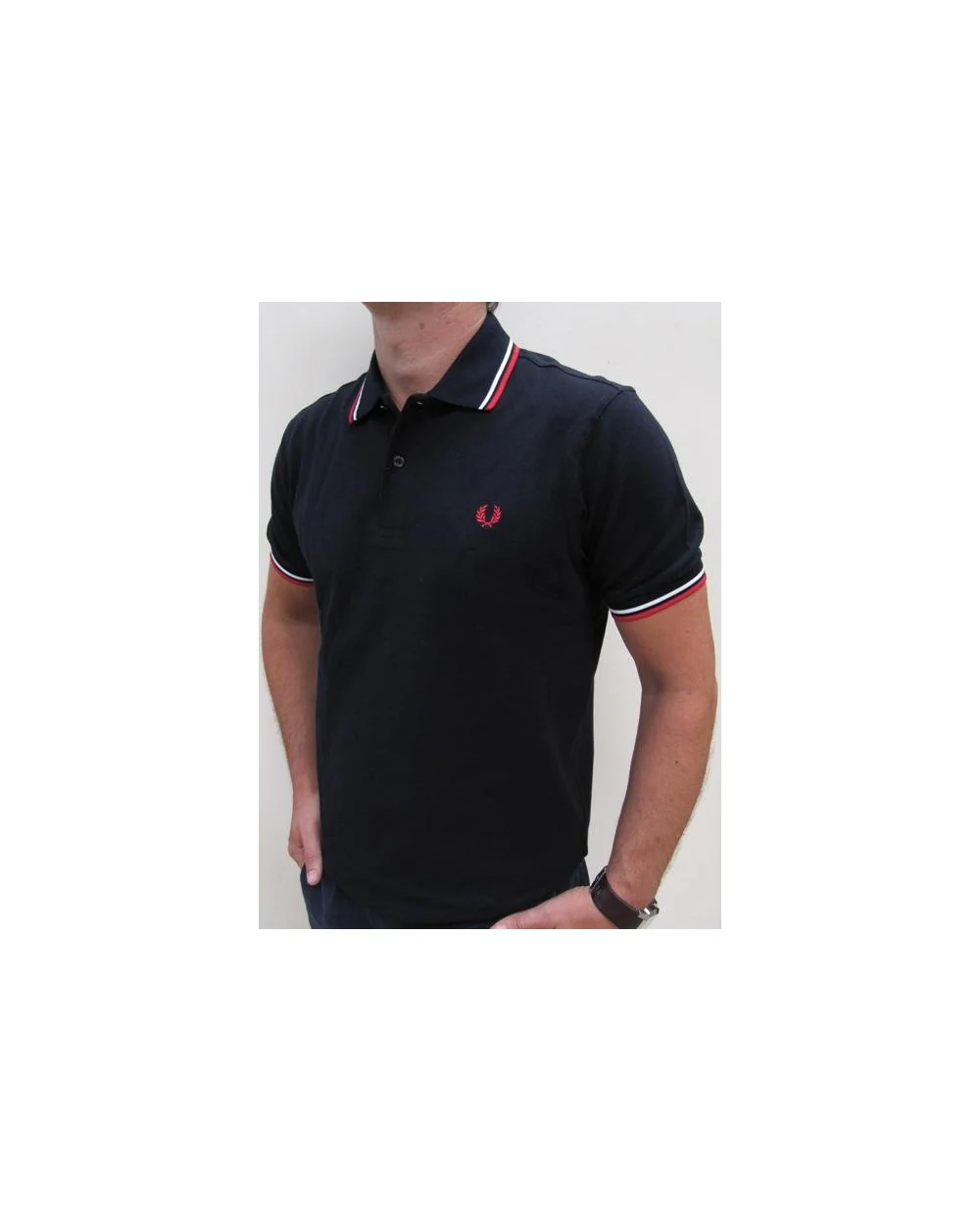 Fred Perry Twin Tipped Polo Shirt Dark Navy/Red/White - Image 2