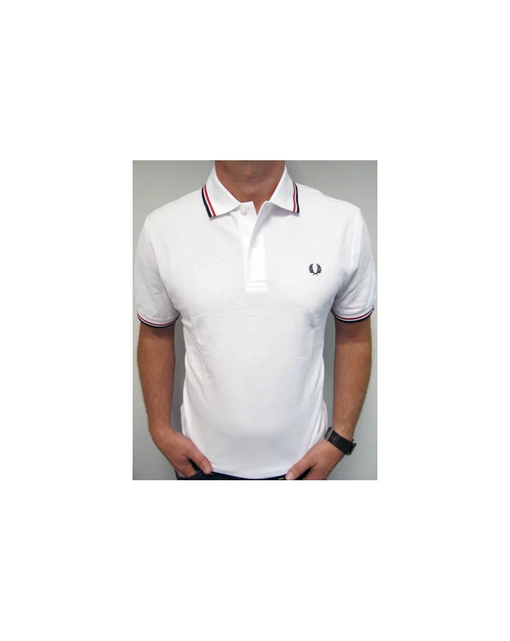 Fred Perry Twin Tipped Polo Shirt White/Red/Navy