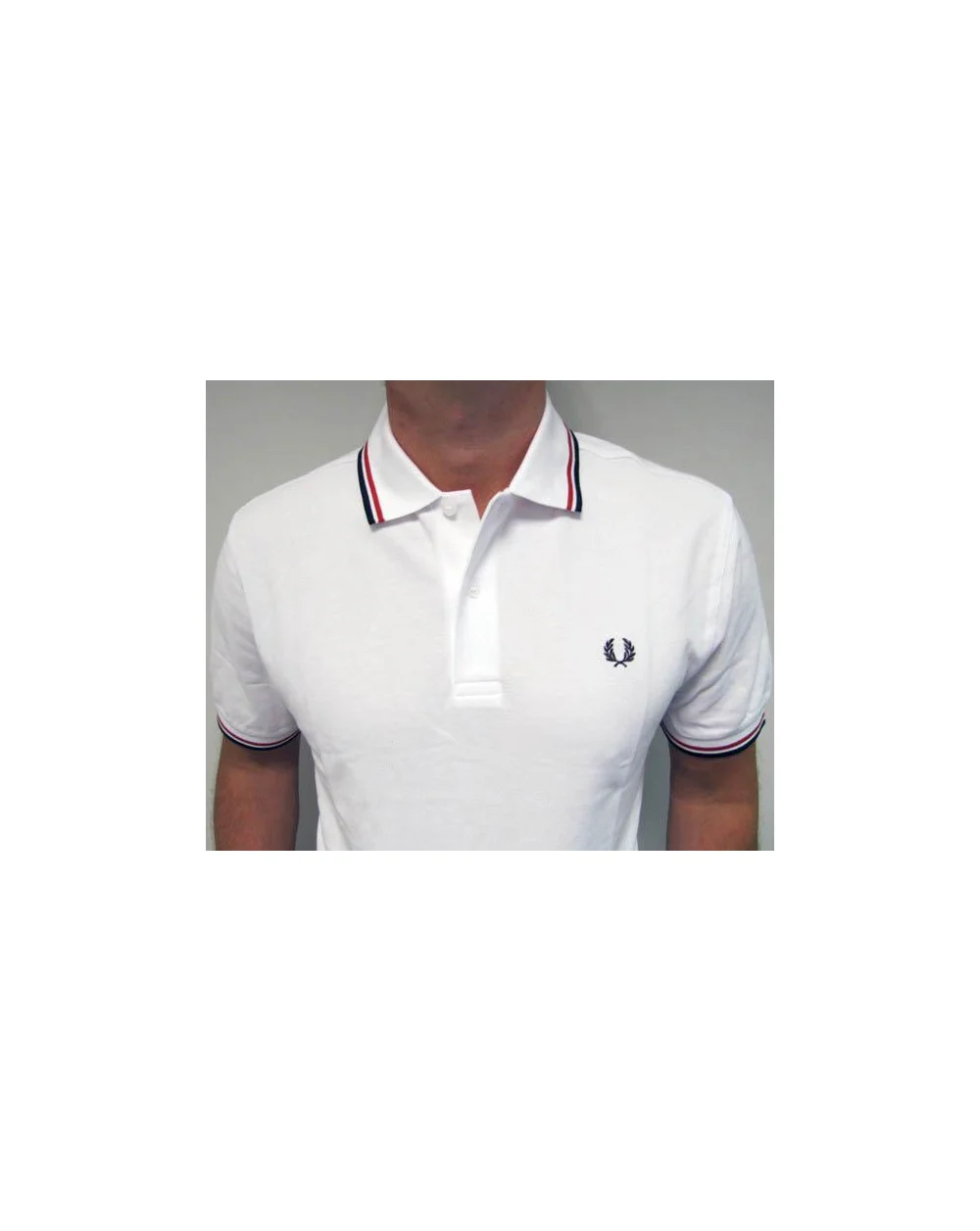 Fred Perry Twin Tipped Polo Shirt White/Red/Navy - Image 2
