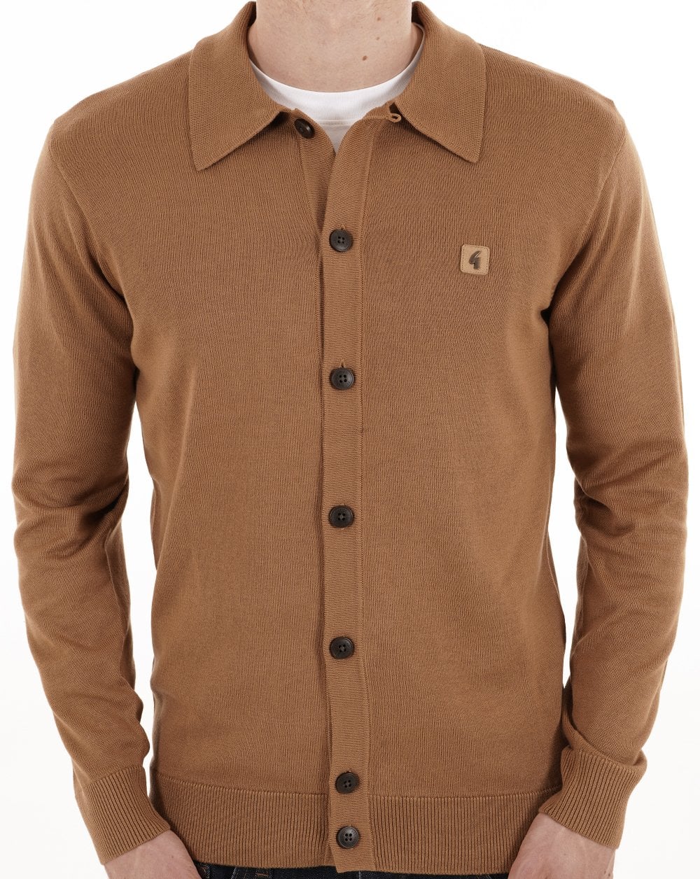 Gabicci Vintage Azima Full Button Polo Nutmeg - Image 4