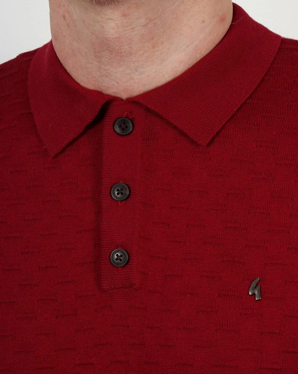 Gabicci Vintage Bennett Polo Shirt Deep Red - Image 2