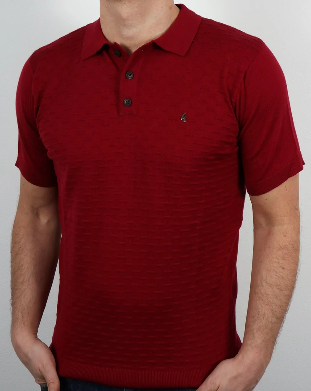 Gabicci Vintage Bennett Polo Shirt Deep Red - Image 4
