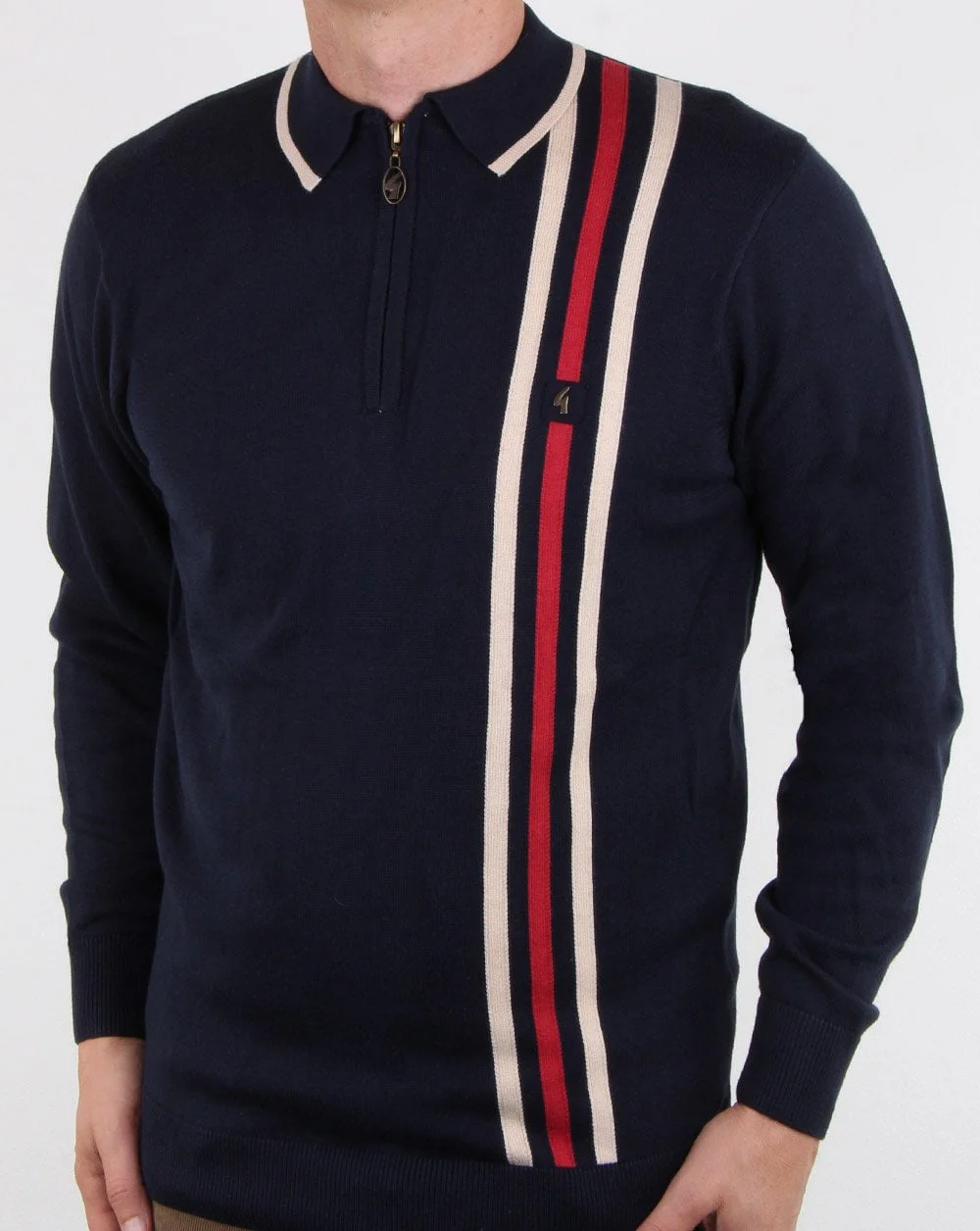 Gabicci Vintage Blade Long Sleeve Polo Navy