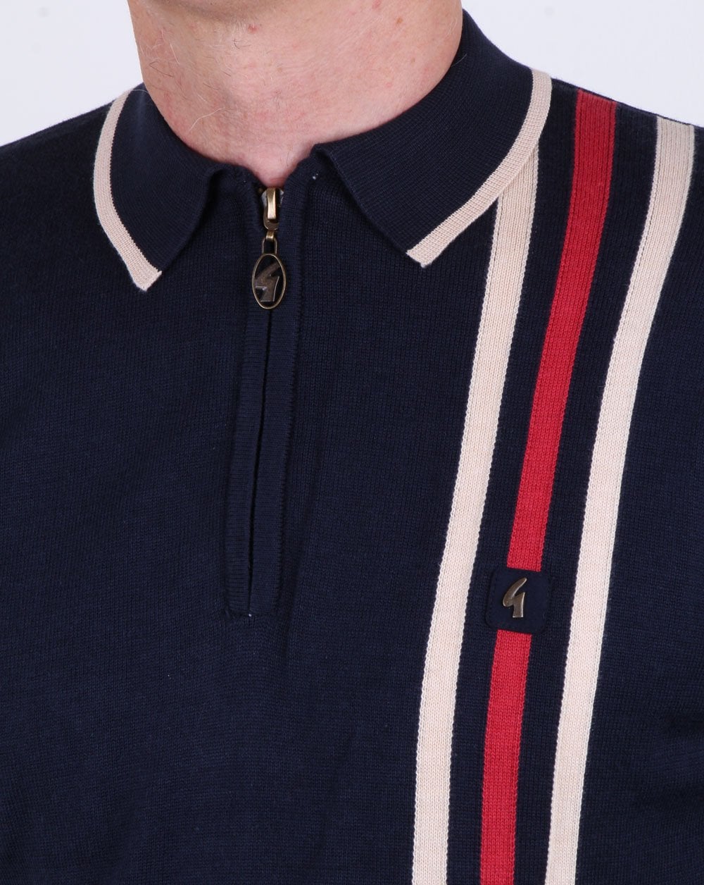 Gabicci Vintage Blade Long Sleeve Polo Navy - Image 2