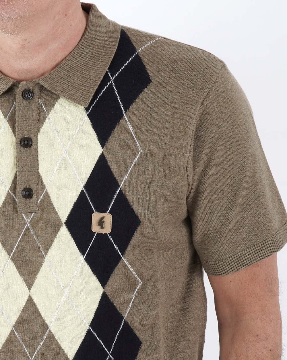 Gabicci Vintage Bogart Diamond Knitted Polo - Image 2