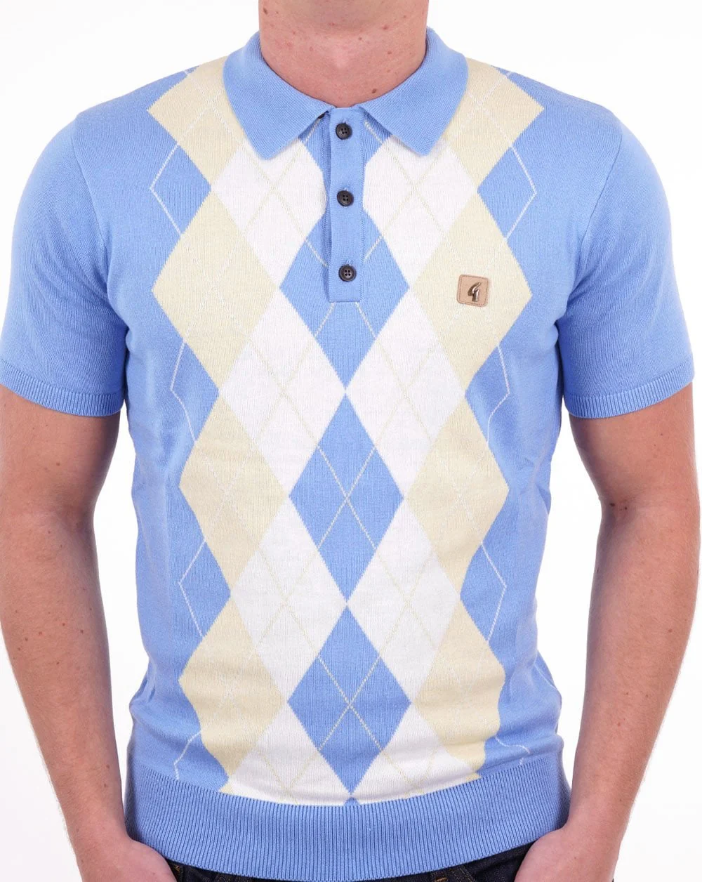 Gabicci Vintage Bogart Knit Polo Marina Blue - Image 3