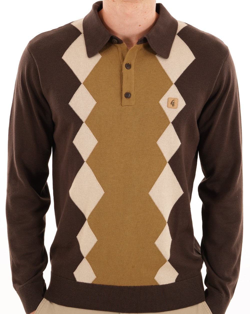 Gabicci Vintage Bond Argyle Knit Polo - Image 4