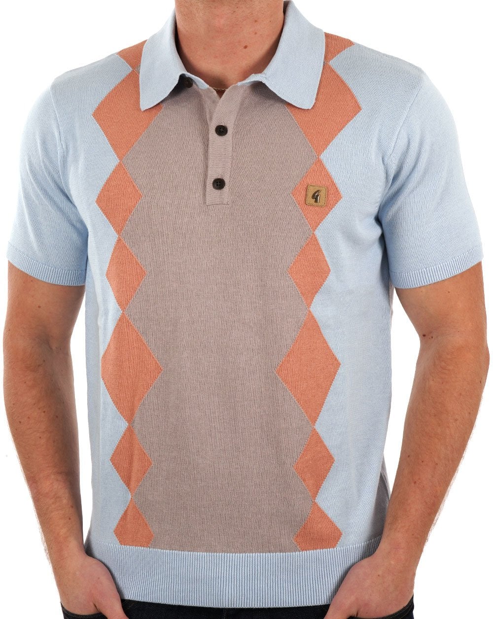 Gabicci Vintage Bond Knitted Polo Azure - Image 3