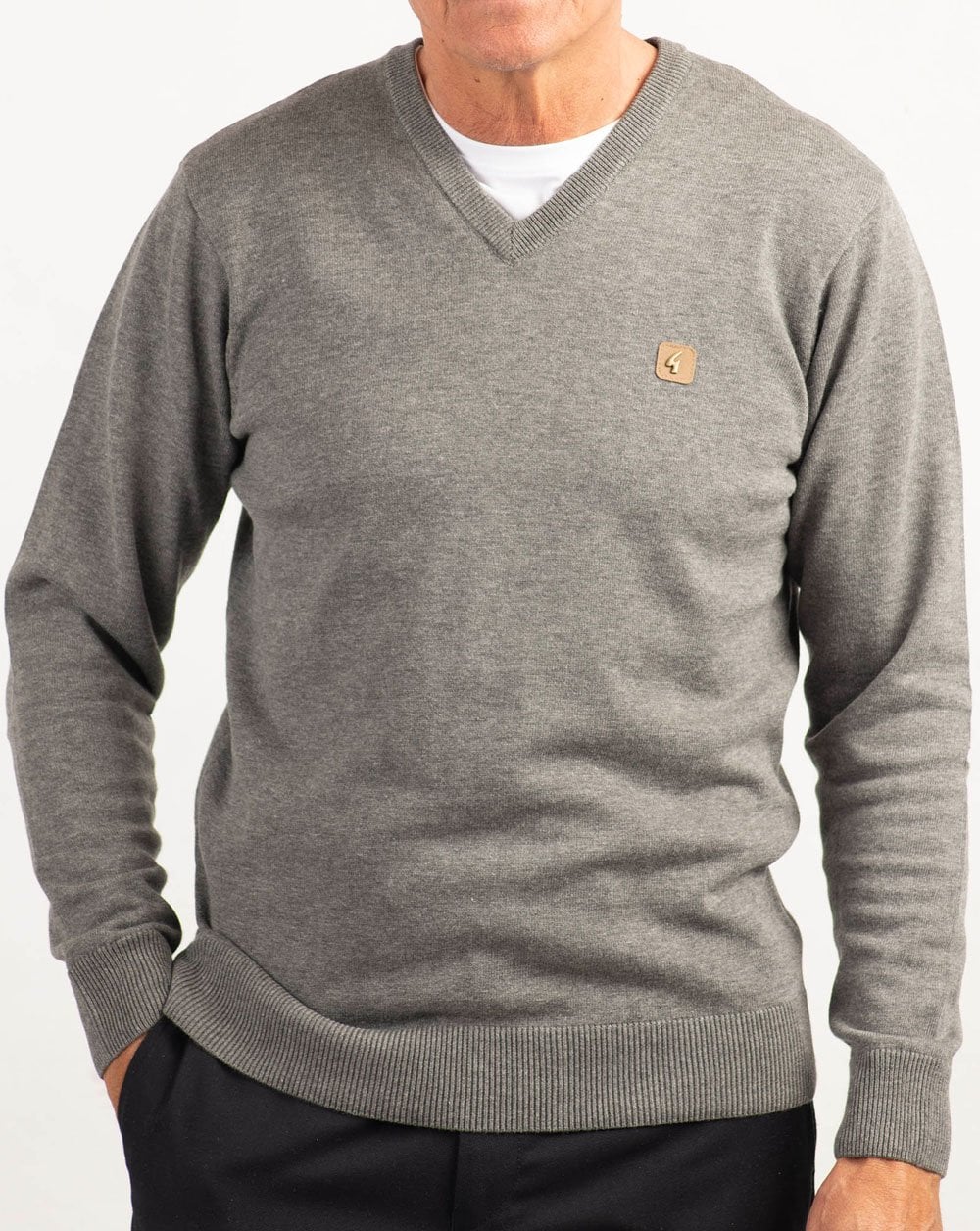 Gabicci Vintage Brandon V Neck Knit Grey