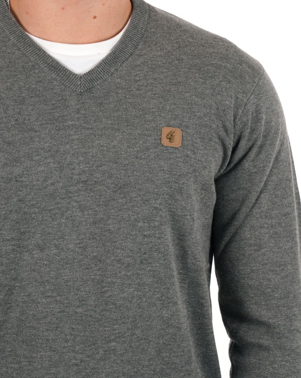 Gabicci Vintage Brandon V Neck Knit Grey - Image 3