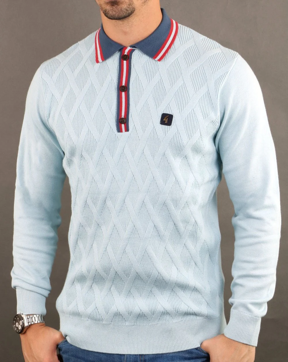 Gabicci Vintage Bretton Polo Shirt Sky Blue