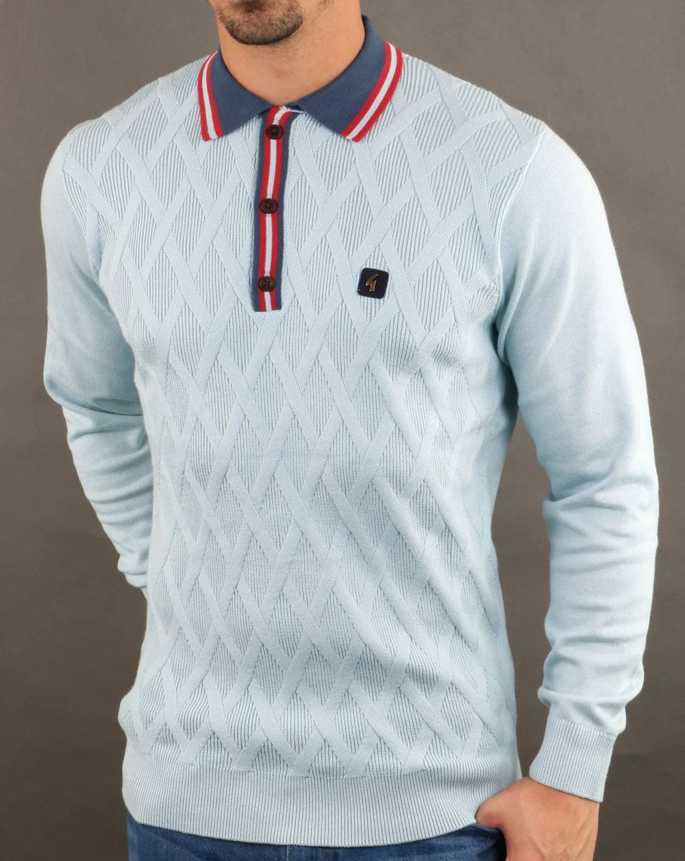 Gabicci Vintage Bretton Polo Shirt Sky Blue - Image 2