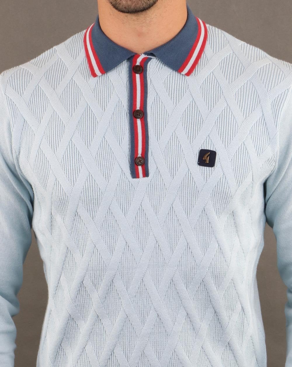 Gabicci Vintage Bretton Polo Shirt Sky Blue - Image 4