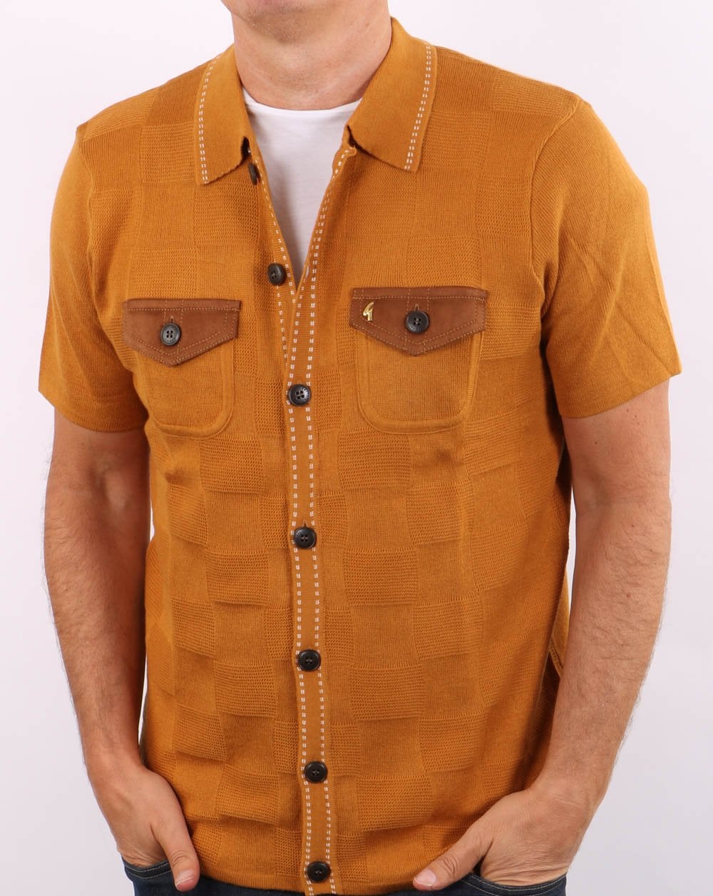 Gabicci Vintage Buckler Knitted Polo Sand - Image 2