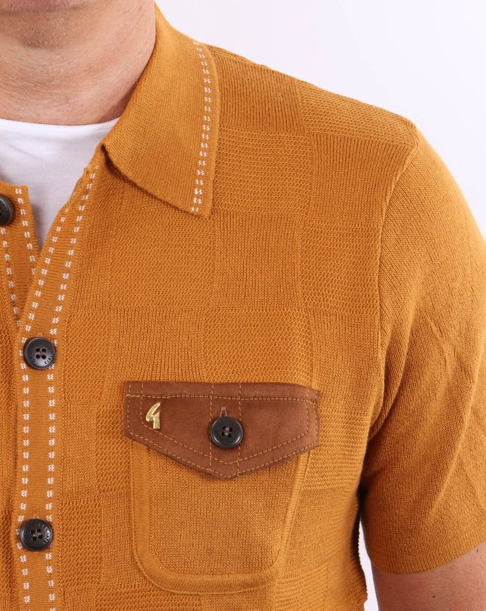 Gabicci Vintage Buckler Knitted Polo Sand - Image 3