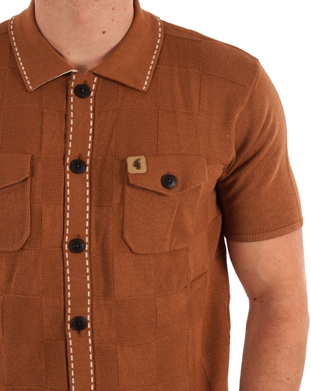 Gabicci Vintage Buckler Knitted Polo Toffee - Image 2