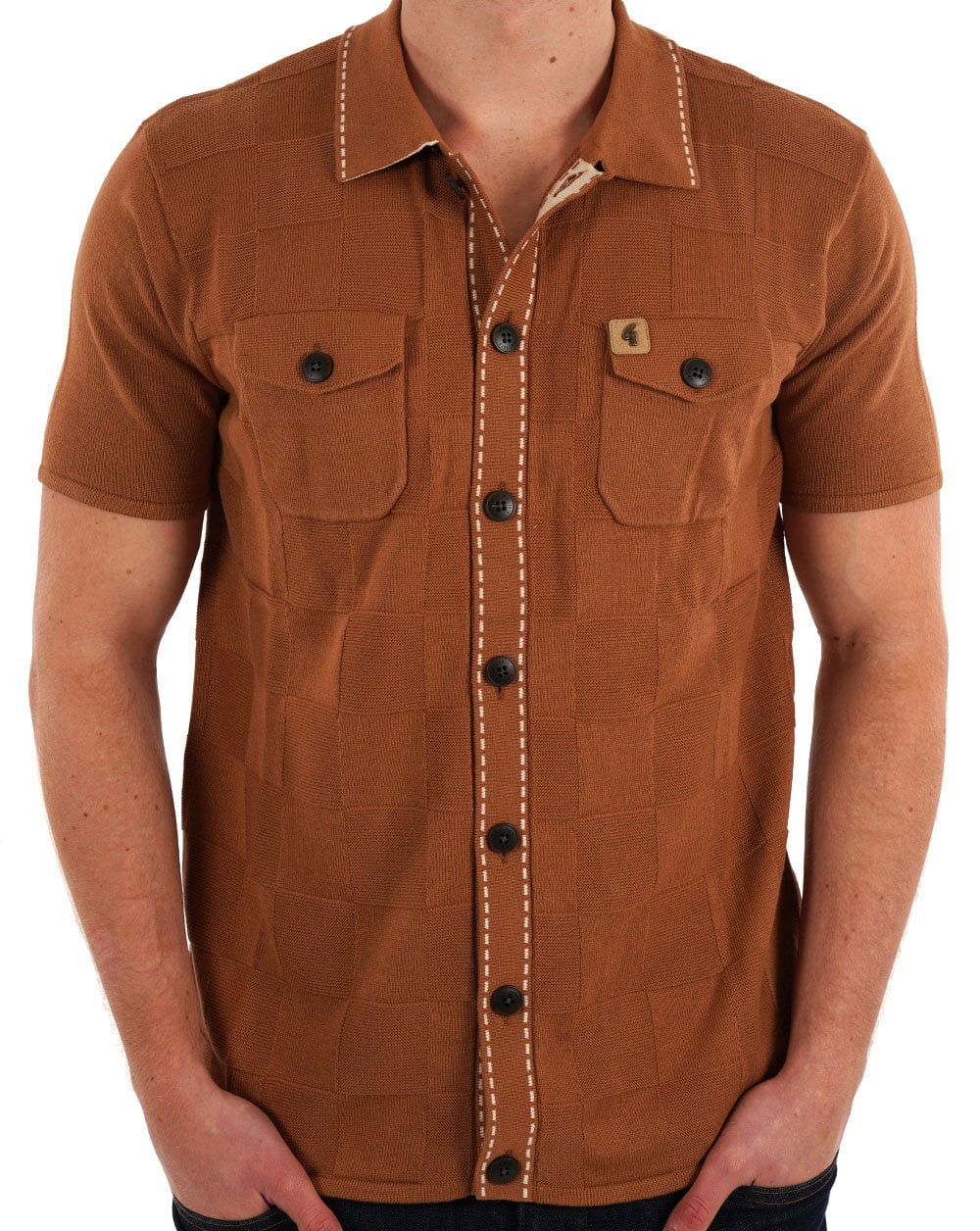 Gabicci Vintage Buckler Knitted Polo Toffee - Image 3