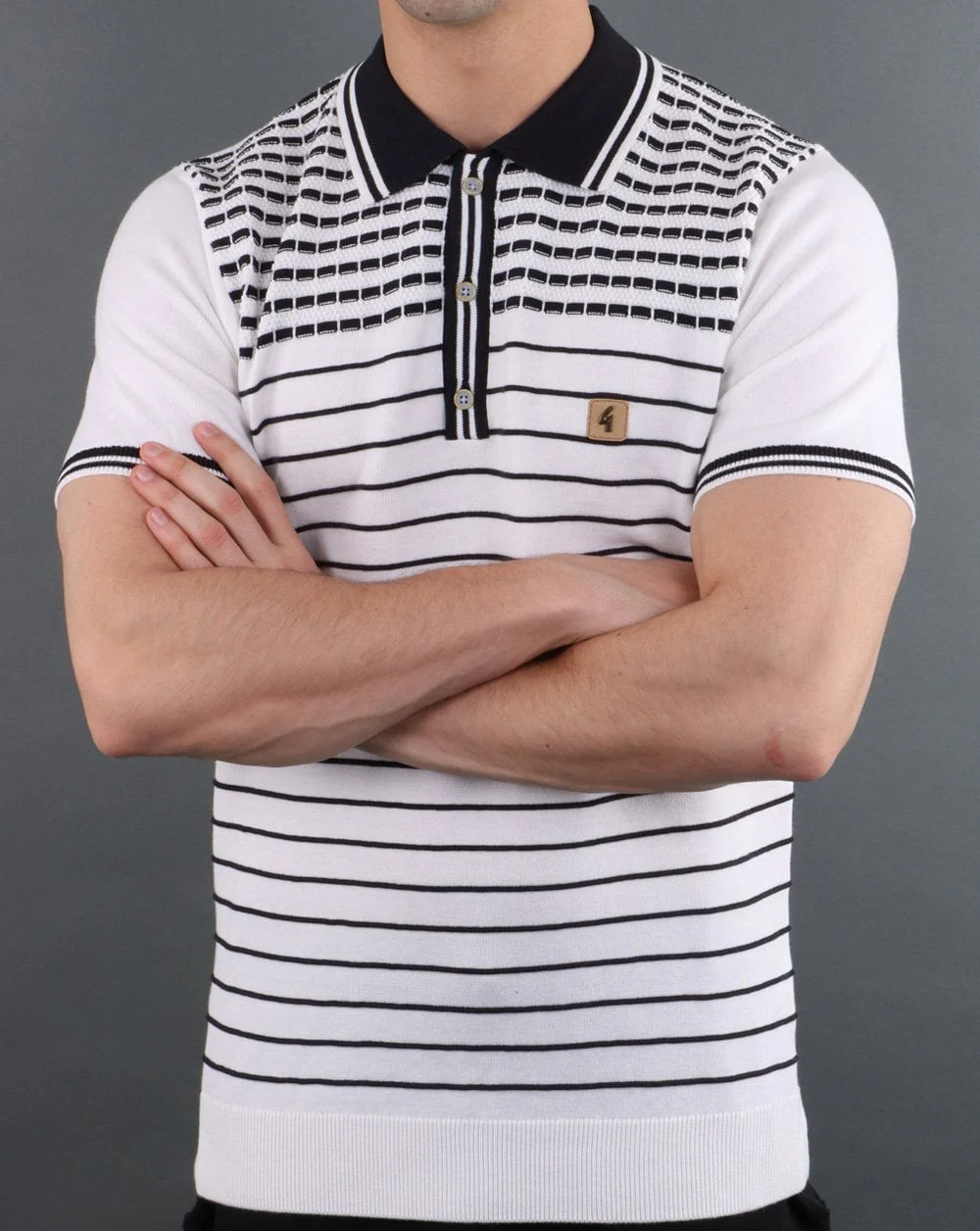 Gabicci Vintage Canyon Polo Shirt White - Image 3