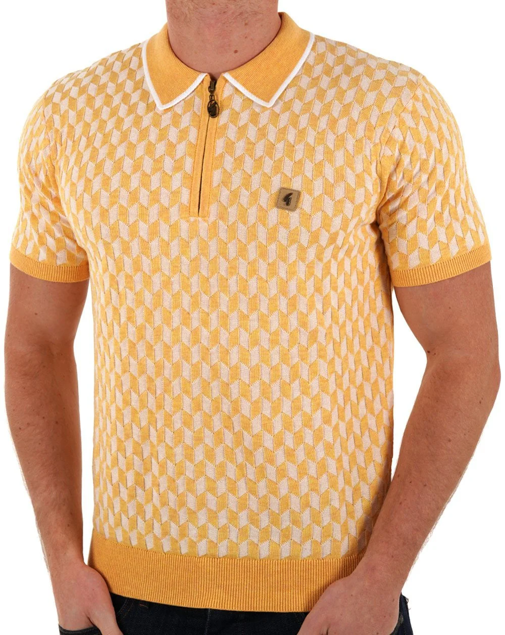 Gabicci Vintage Carter Knit 1/4 Zip Polo Pineapple